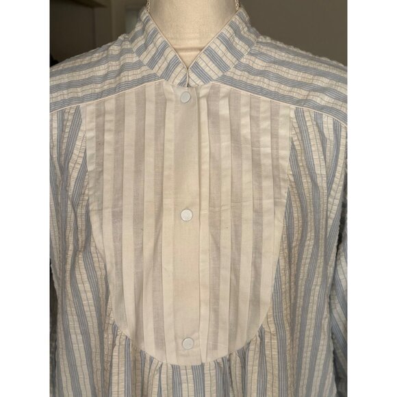 Victorian Style Striped Nightgown By Gilligan OMalley Long White & Blue Size S - Picture 5 of 13
